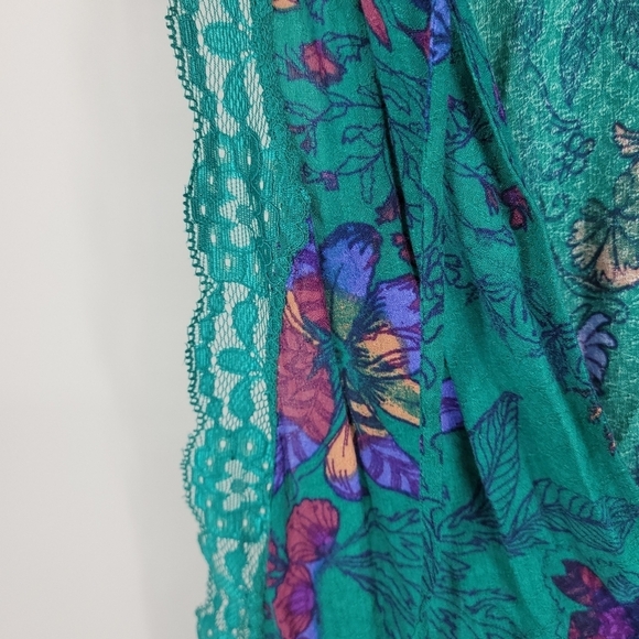 Free People Womens Teal Tropical Floral Chemise Slip Dress Size S.P - Picture 7 of 11